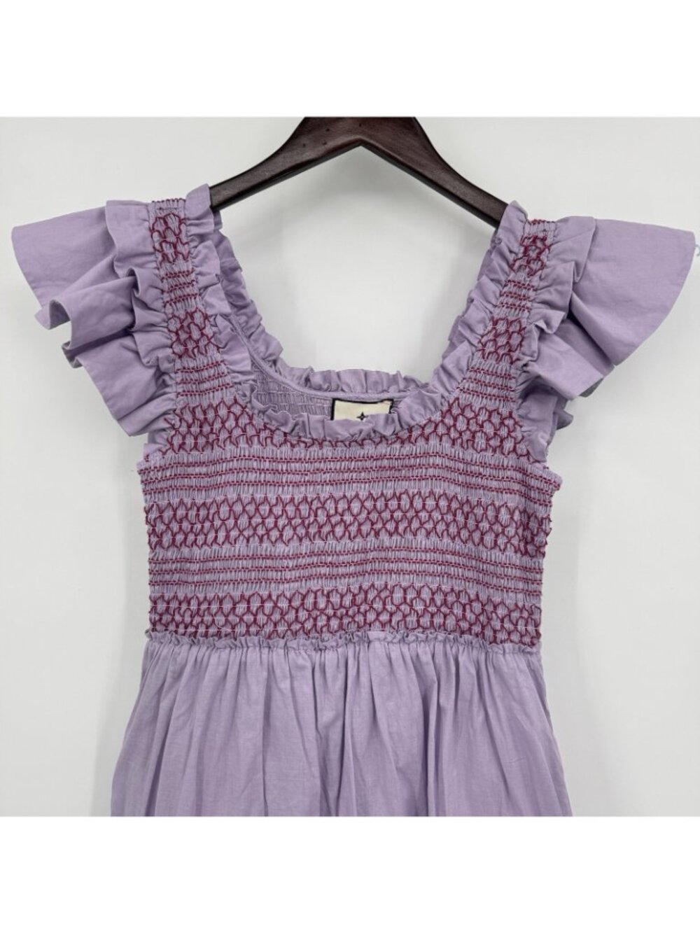 Tuckernuck Lavender Mallie Midi Dress sz XS 100% Cotton Smocked Purple *READ* - Picture 2 of 16